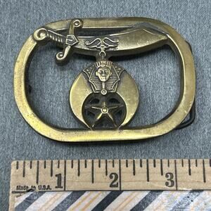 Vintage 1980 Baron Buckle Belt Buckle Solid Brass Masonic Fraternal Collectible